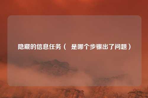 隐藏的信息任务( 是哪个步骤出了问题)