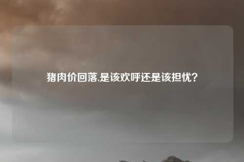 猪肉价回落,是该欢呼还是该担忧？