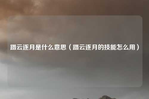 蹑云逐月是什么意思(蹑云逐月的技能怎么用)