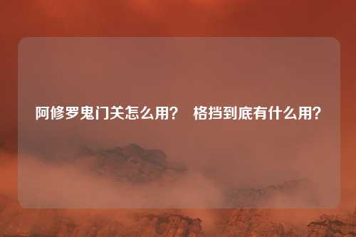 阿修罗鬼门关怎么用? 格挡到底有什么用?
