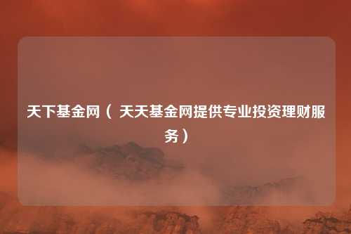 天下基金网( 天天基金网提供专业投资理财服务)