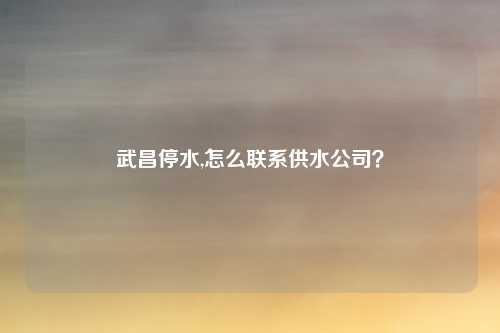 武昌停水,怎么联系供水公司？
