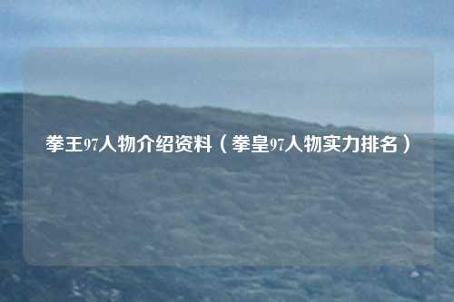 拳王97人物介绍资料(拳皇97人物实力排名)