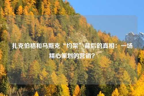 扎克伯格和马斯克“约架”背后的真相:一场精心策划的营销?