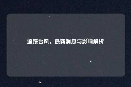 追踪台风,最新消息与影响解析