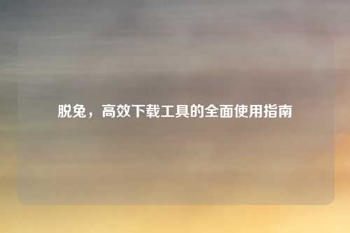 脱兔,高效下载工具的全面使用指南