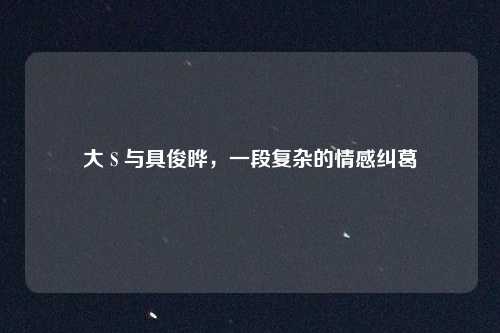 大 S 与具俊晔,一段复杂的情感纠葛