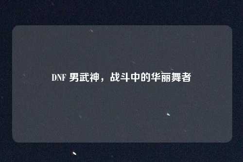 DNF 男武神,战斗中的华丽舞者