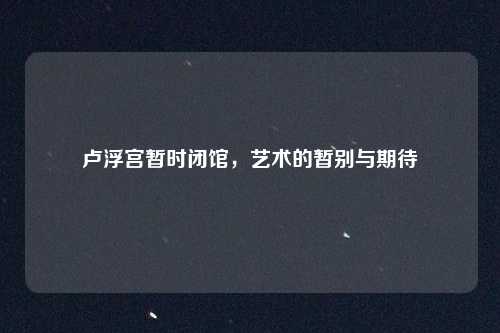 卢浮宫暂时闭馆,艺术的暂别与期待