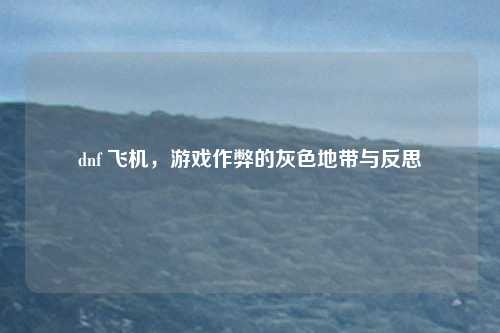 dnf 飞机,游戏作弊的灰色地带与反思