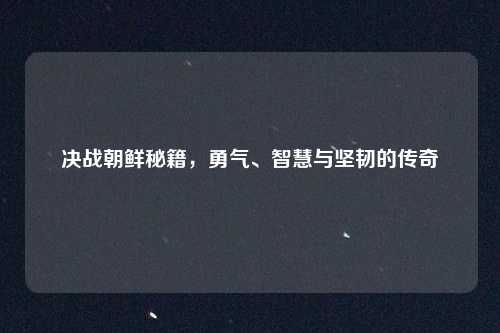 决战朝鲜秘籍,勇气、智慧与坚韧的传奇