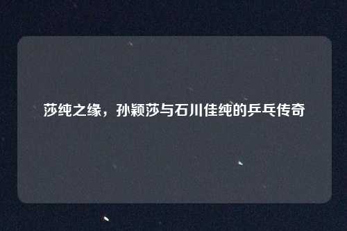 莎纯之缘,孙颖莎与石川佳纯的乒乓传奇