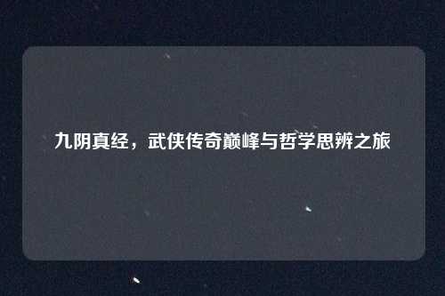 九阴真经,武侠传奇巅峰与哲学思辨之旅