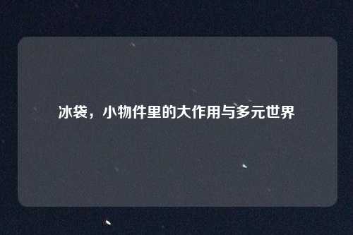 冰袋,小物件里的大作用与多元世界