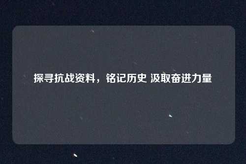 探寻抗战资料，铭记历史 汲取奋进力量