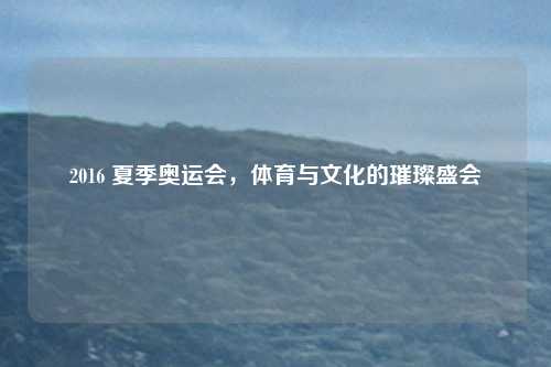 2016 夏季奥运会，体育与文化的璀璨盛会
