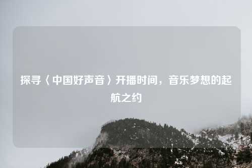 探寻〈中国好声音〉开播时间，音乐梦想的起航之约