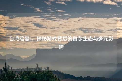 台湾暗黑3,探秘游戏背后的复杂生态与多元影响