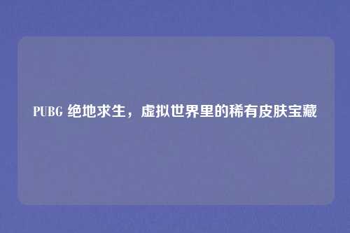 PUBG 绝地求生，虚拟世界里的稀有皮肤宝藏