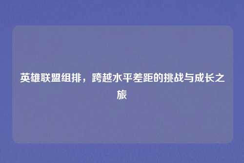 英雄联盟组排,跨越水平差距的挑战与成长之旅