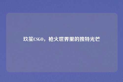 玖笙CSGO,枪火世界里的独特光芒