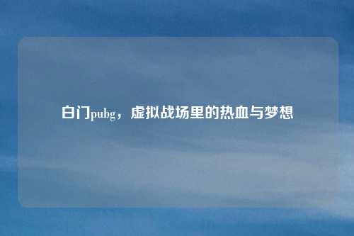 白门pubg,虚拟战场里的热血与梦想