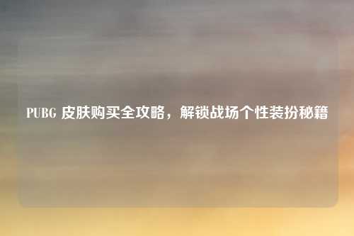 PUBG 皮肤购买全攻略,解锁战场个性装扮秘籍