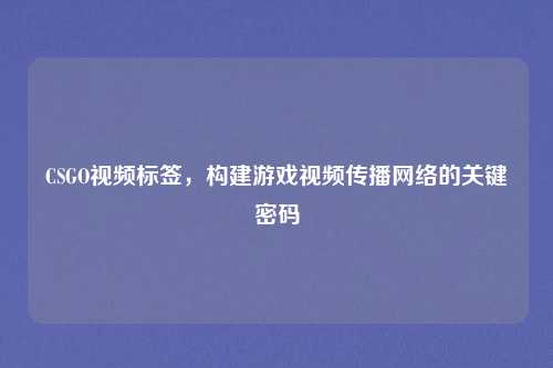 CSGO视频标签,构建游戏视频传播网络的关键密码