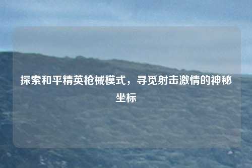 探索和平精英枪械模式,寻觅射击激情的神秘坐标