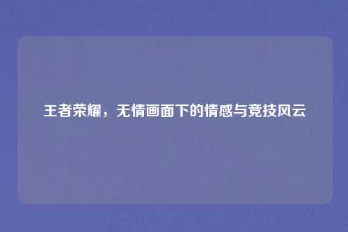 王者荣耀，无情画面下的情感与竞技风云