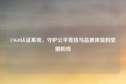 CSGO认证系统,守护公平竞技与品质体验的坚固防线