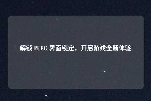 解锁 PUBG 界面锁定，开启游戏全新体验