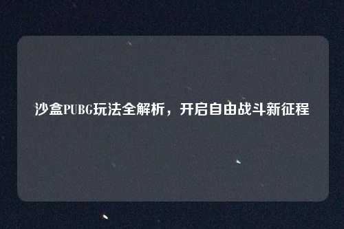 沙盒PUBG玩法全解析,开启自由战斗新征程