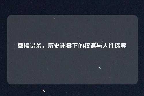 曹操错杀,历史迷雾下的权谋与人性探寻