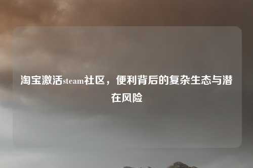 淘宝激活steam社区,便利背后的复杂生态与潜在风险