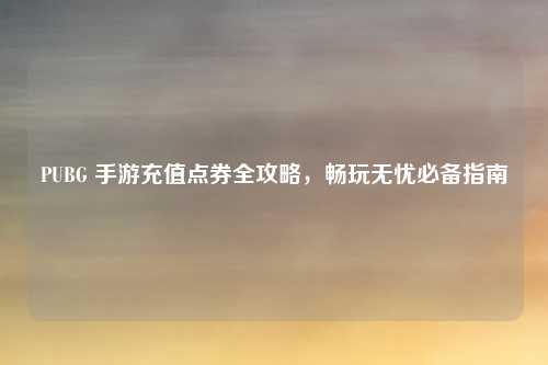PUBG 手游充值点券全攻略,畅玩无忧必备指南