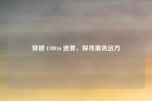 穿越 COD16 迷雾,探寻黑色远方