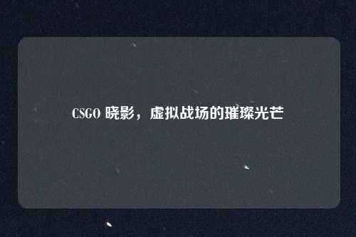 CSGO 晓影,虚拟战场的璀璨光芒