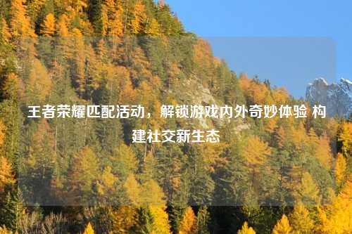 王者荣耀匹配活动,解锁游戏内外奇妙体验 构建社交新生态