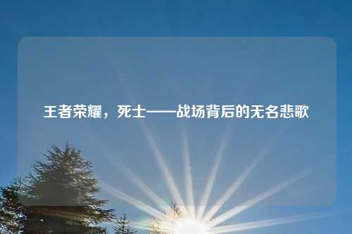 王者荣耀，死士——战场背后的无名悲歌