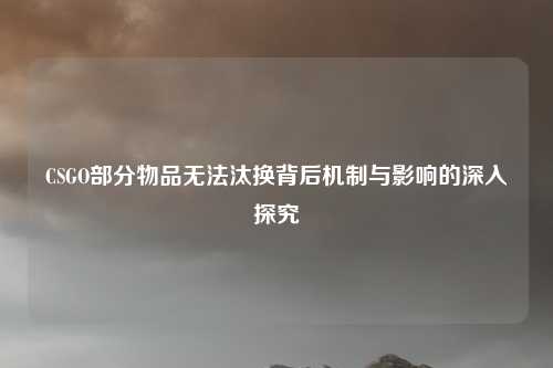 CSGO部分物品无法汰换背后机制与影响的深入探究