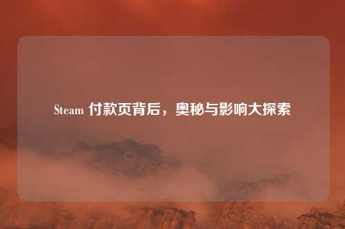 Steam 付款页背后,奥秘与影响大探索