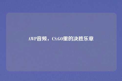 AWP音频,CS:GO里的决胜乐章