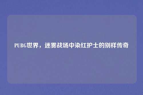 PUBG世界,迷雾战场中染红护士的别样传奇