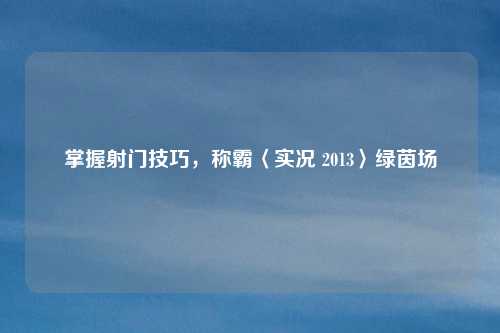 掌握射门技巧,称霸〈实况 2013〉绿茵场