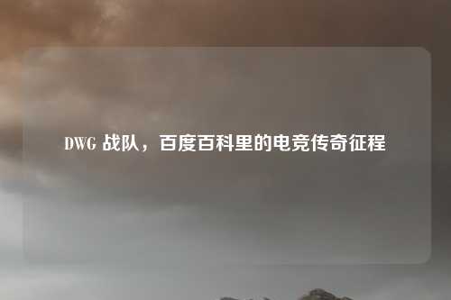 DWG 战队,百度百科里的电竞传奇征程