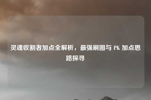 灵魂收割者加点全解析，最强刷图与 PK 加点思路探寻