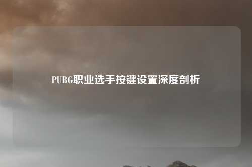 PUBG职业选手按键设置深度剖析