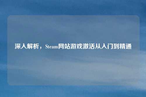 深入解析,Steam网站游戏激活从入门到精通