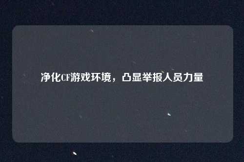 净化CF游戏环境,凸显举报人员力量